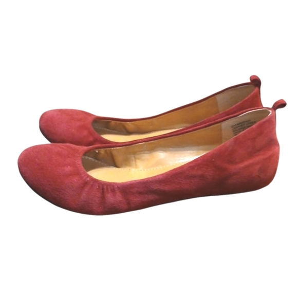 Nine West Burgundy Suede Ballet Flats Size 8 - Picture 6 of 11